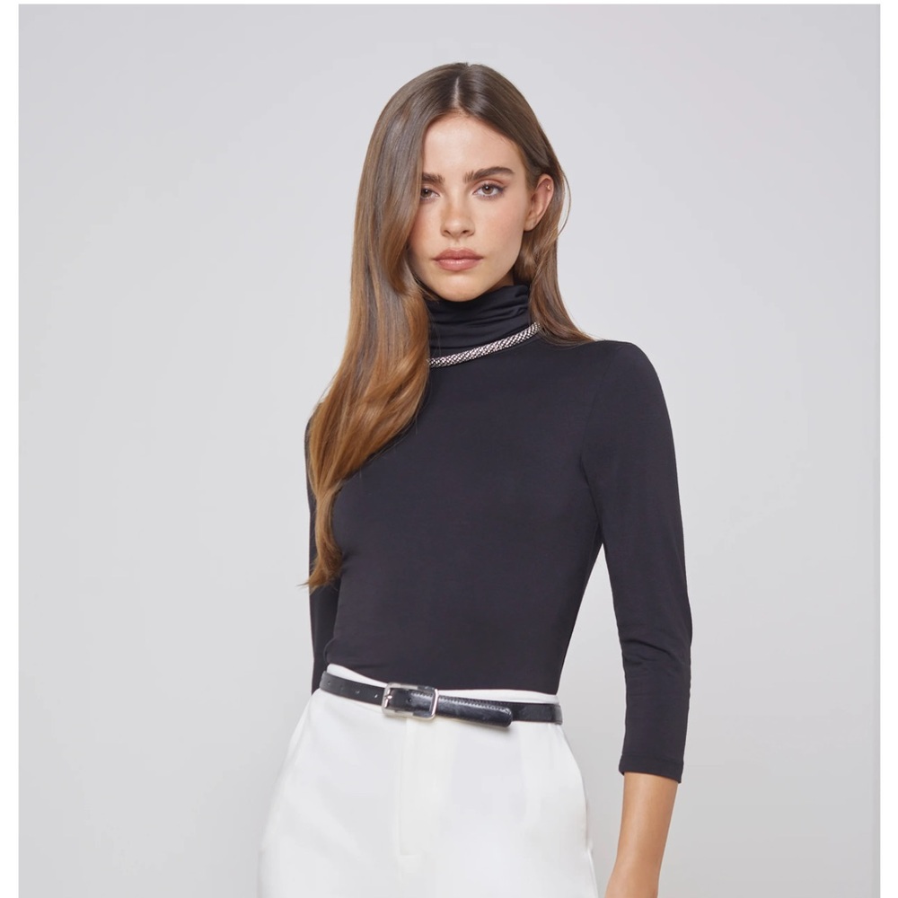 ‼️L’ARGENCE AJA SLIM FIT BLACK TURTLE NECK 3/4 SLEEVE‼️